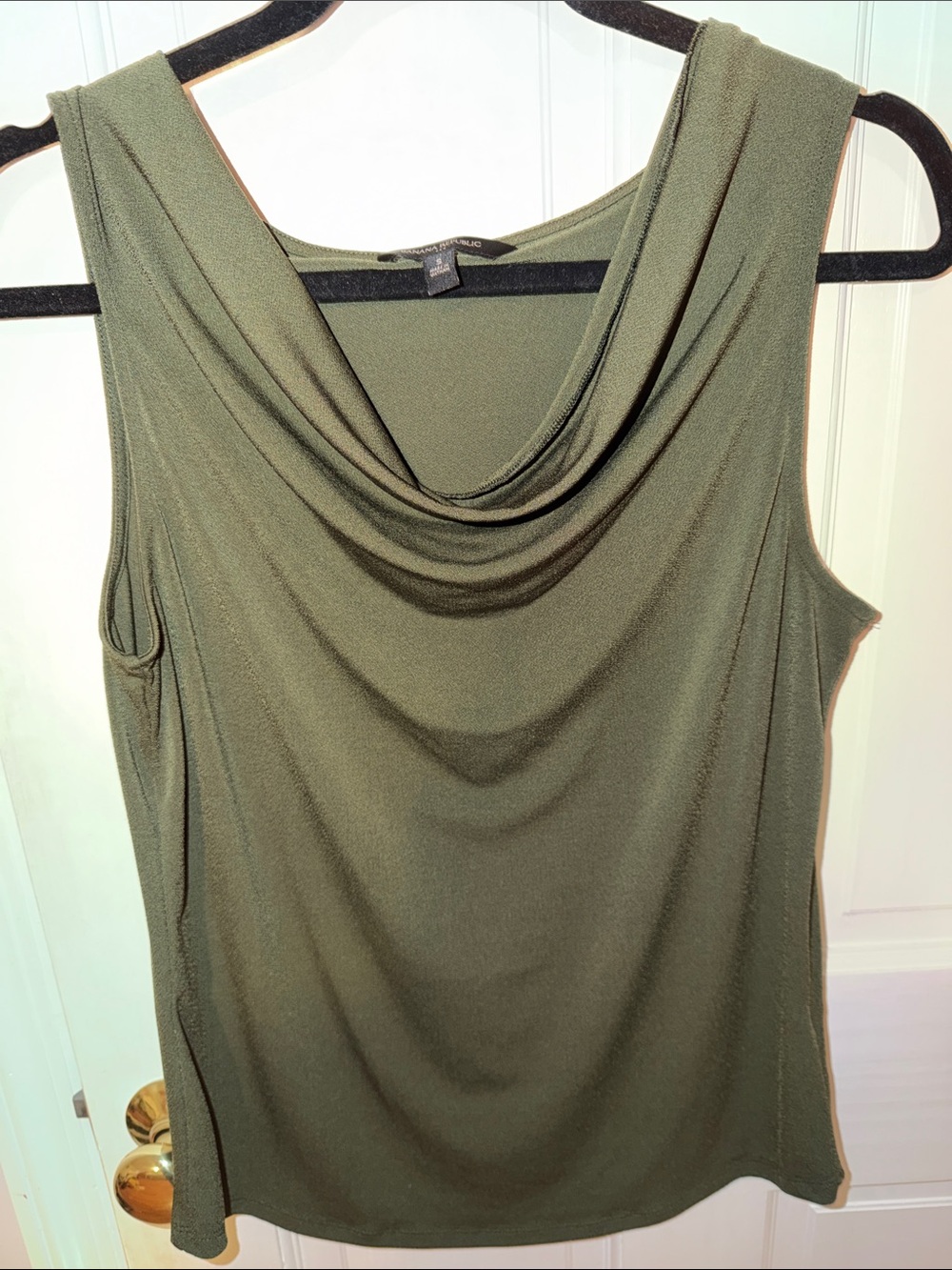 Banana Republic Olive Draped Cowl Neck Sleeveless Tank